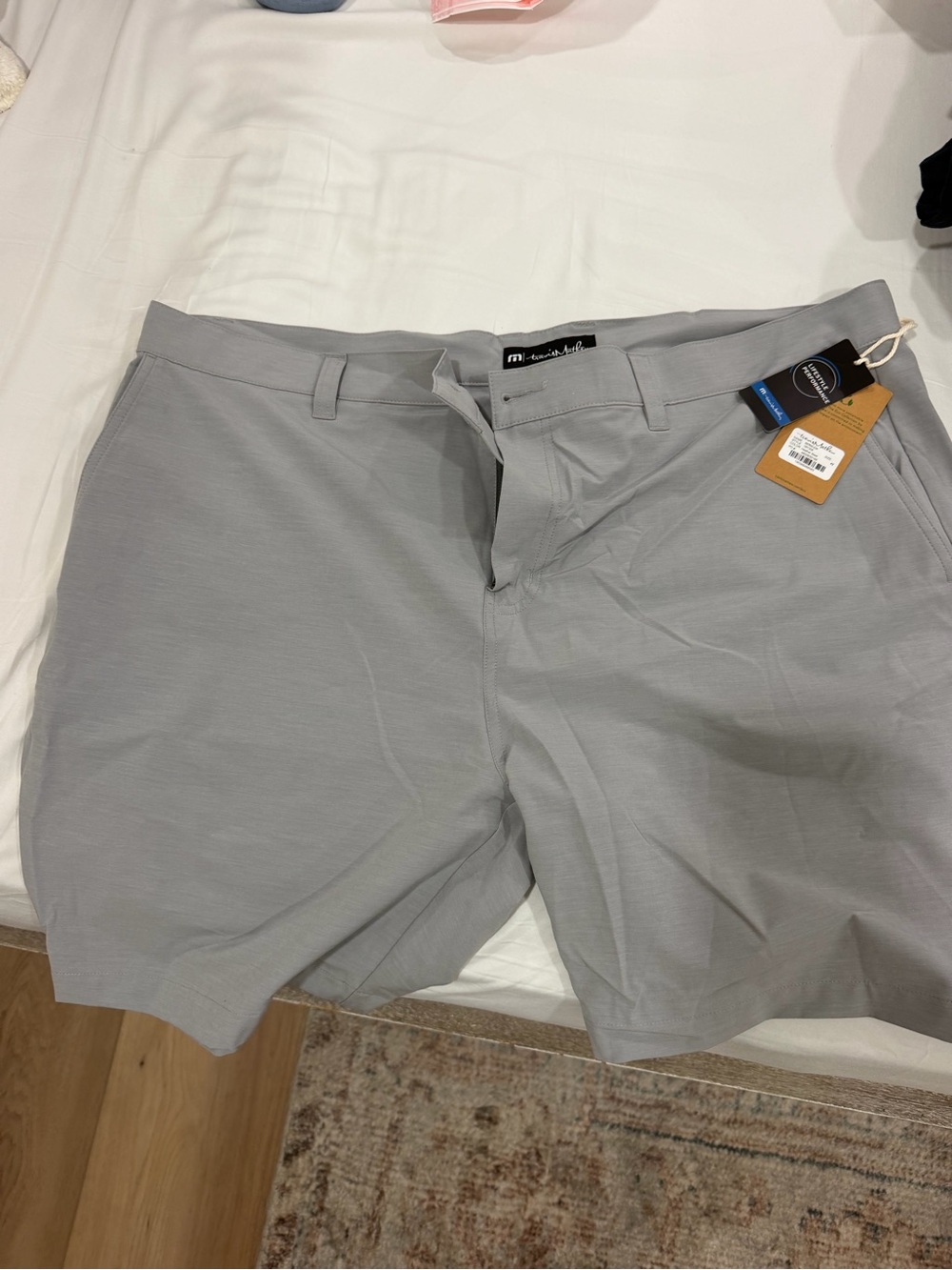 Travis Mathew Light Gray Flat Front Performance Shorts